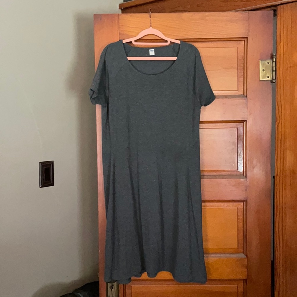 Old Navy Dark Gray Fit & Flare Midi Dress Sz 1X